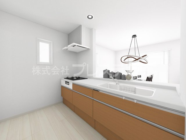 大和郡山市下三橋町の新築一戸建のキッチン|キッチン完成イメージ／人気の対面キッチン♪