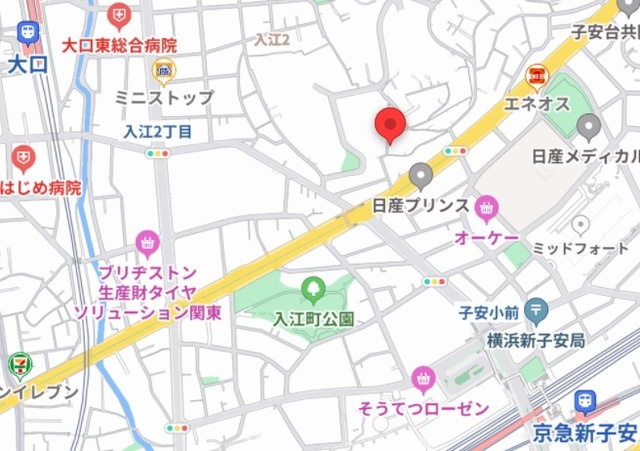 グランディール新子安の地図