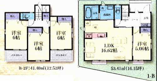 相模原市中央区淵野辺本町1丁目　新築戸建全3棟　B号棟の間取り