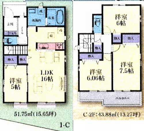 相模原市中央区淵野辺本町1丁目　新築戸建全3棟　C号棟の間取り
