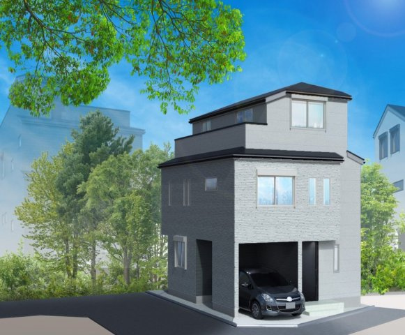 板橋区徳丸6丁目　20帖超LDK　角地×車庫付き戸建　最終1棟の外観パース