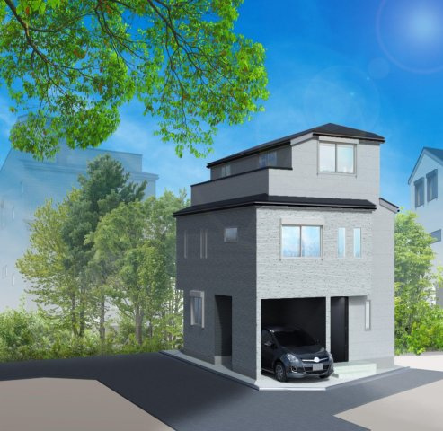 板橋区徳丸6丁目　20帖超LDK　角地×車庫付き戸建　最終1棟の外観パース