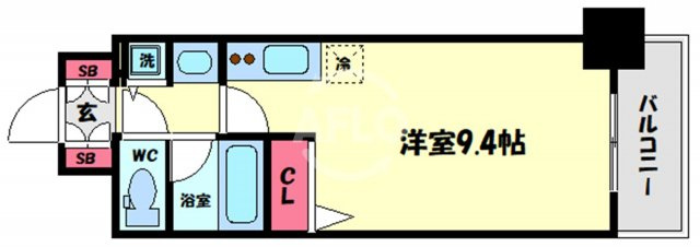 クリスタルグランツ北堀江の間取り|クリスタルグランツ北堀江　開放感ある間取り