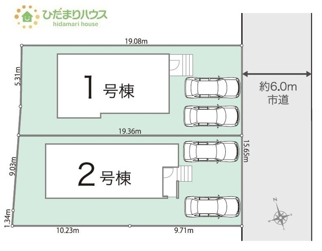 【区画図】 | 守谷市松ケ丘5丁目01期　新築戸建　1号棟 | 時間がない時もらくらくと車の出し入れができる並列駐車場を完備！！
（1号棟）