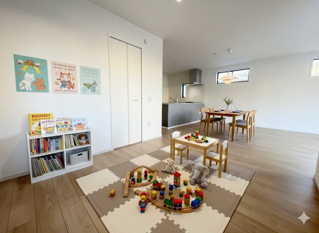 三郷市戸ケ崎5丁目　新築戸建　全1棟の居間・リビング|同施工会社の参考写真にCGによる画像処理を行っています。家具、小物、カーテン等はイメージはCGです。