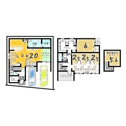 太秦組石町　新築参考プランB　建築条件付土地の参考プラン|【新築参考プランB】建物価格2099万円、建物面積100.45㎡