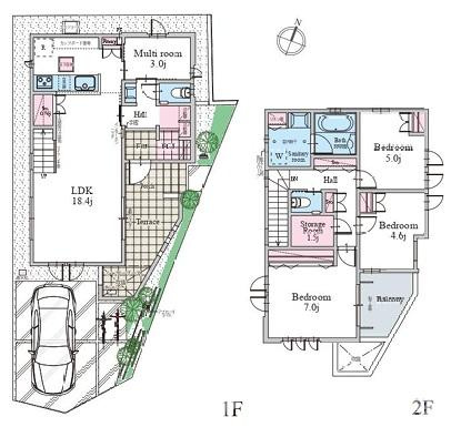 茅ヶ崎市柳島海岸　新築戸建　全19区画の間取り|南向き　２SLDK