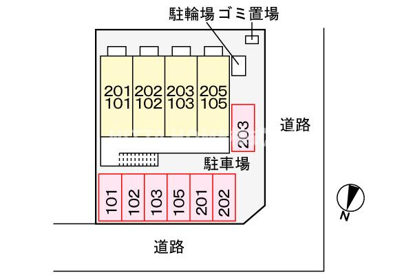 コーポヒデの区画図|敷地内に駐車場があります＊