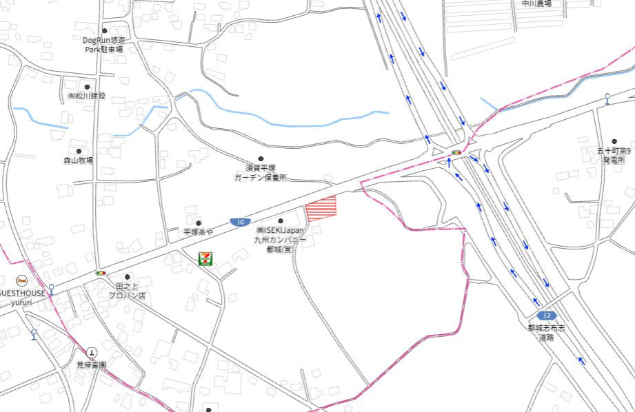 都城市平塚町の売地の土地図