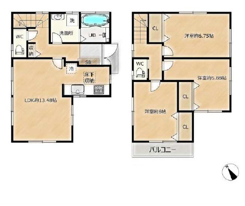 藤沢市遠藤　中古戸建の間取り