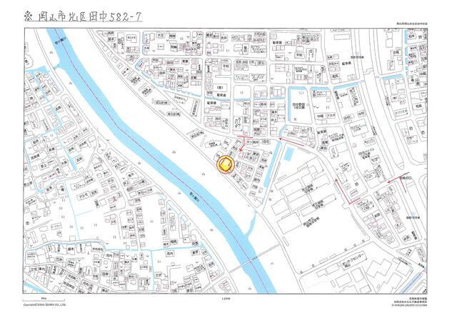 岡山市北区田中の中古一戸建の地図