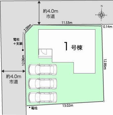 岡山市北区白石の新築一戸建の区画図|区画図