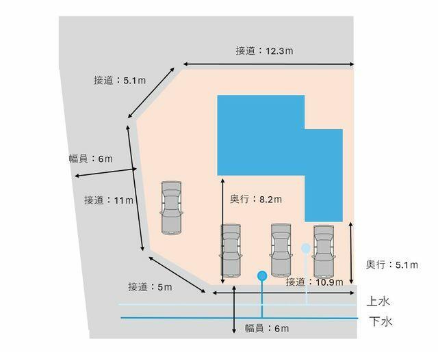 岡山市北区佐山の中古一戸建の区画図|【区画図】三方の角地に面して…