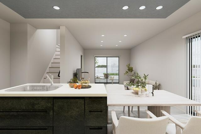 岡山市北区吉備津の新築一戸建のその他|対面キッチンはリビング全体を…