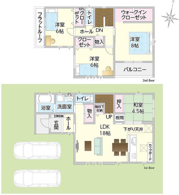 岡山市北区吉備津の新築一戸建の間取り