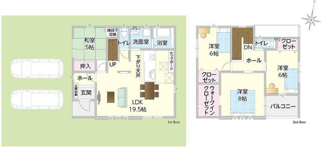 岡山市北区吉備津の新築一戸建の間取り