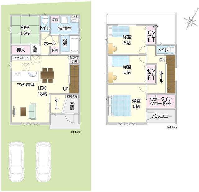 岡山市北区辛川市場の新築一戸建の間取り
