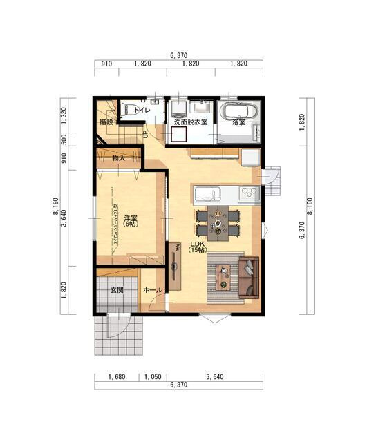 岡山市北区平田の中古一戸建の間取り|１階間取り図です