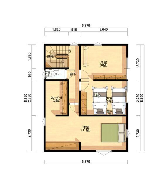 岡山市北区平田の中古一戸建の間取り|２階間取り図です