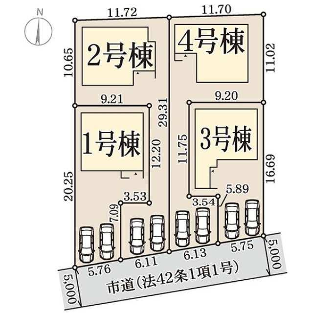 岡山市北区花尻みどり町の新築一戸建の区画図