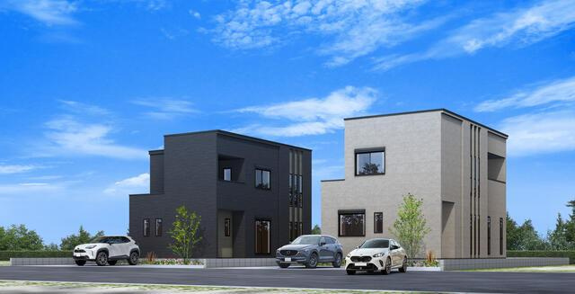 岡山市北区楢津の新築一戸建の外観パース