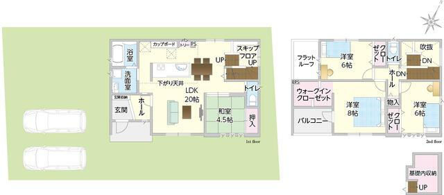 岡山市北区楢津の新築一戸建の間取り