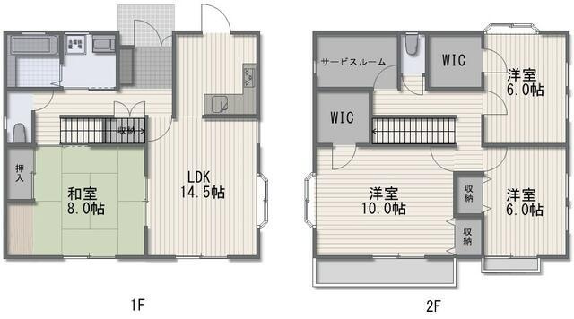 岡山市北区津高の中古一戸建の間取り