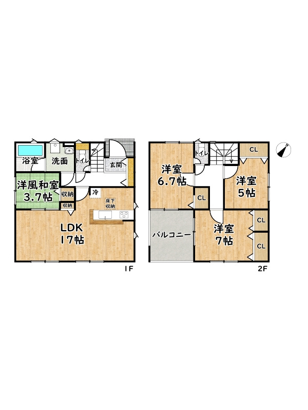 赤穂市北野中第4第2期/新築戸建の間取り