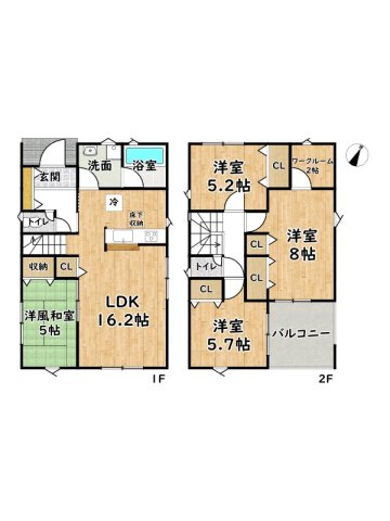 赤穂市北野中第4第2期/新築戸建の間取り
