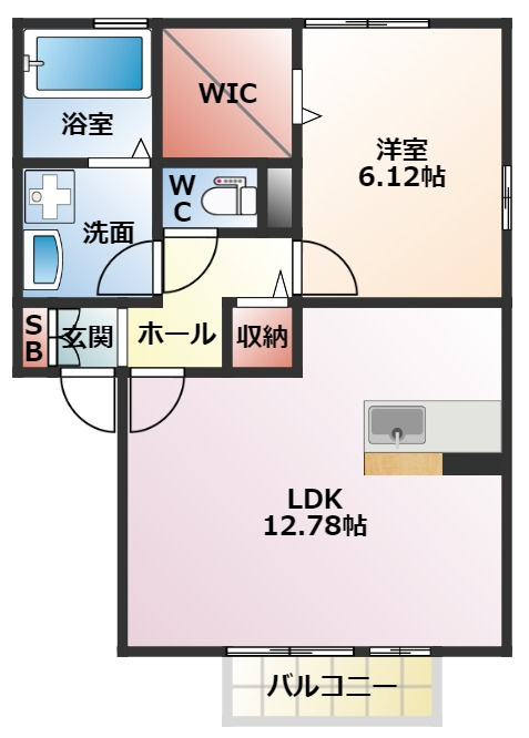 ルミエール東中振　Ａ棟の間取り|１ＬＤＫ
