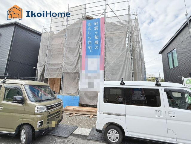 明石市大久保町江井島第4　1号棟　新築戸建の前面道路含む現地写真|●年中無休：当日予約可●道路は両面で、南側は幅員約6m！北側幅員約7mでゆったりしています！