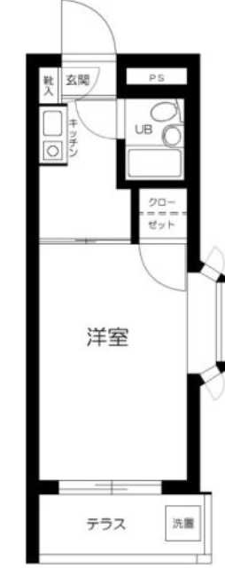 ハイタウン駒沢公園　分譲賃貸　角部屋　駐輪場の間取り