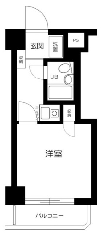 クレッセント下丸子の間取り|南西向きバルコニーの1K　
