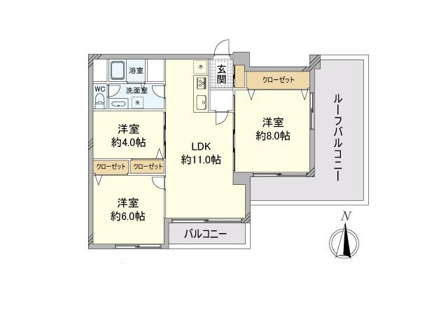 北千束スカイマンション（５階部分）／仲介手数料無料／新規フルリノベーションの間取り
