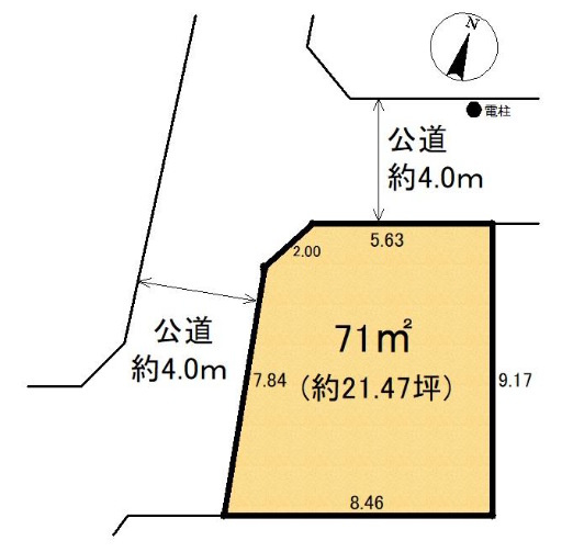 敷地面積21.47坪　売地　川越市砂新田
