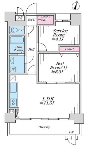 【間取り】 | ライオンズマンション東林間第３ | 1SLDKは、サービスルーム、居室、リビングダイニングキッチンを備え、収納や趣味の空間を確保できますよ。リビングでゆったり過ごしたり、個室で休んだりと、メリハリのある生活を送りたい方におすすめですね。