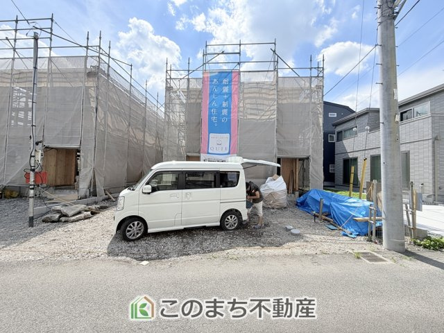 CRADLEGARDEN宇都宮市上戸祭町第6の外観|建築中現地写真（同社施工の完成物件・モデルハウスがご見学できます）