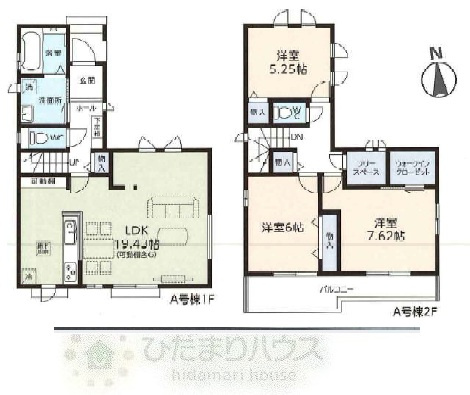 流山市東深井437番　新築戸建　1号棟の間取り|4LDK+2台分可能な駐車スペース(^^)/
