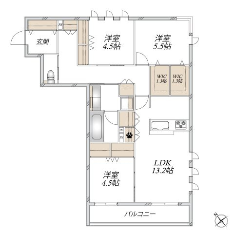 【間取り】 | (仮称）川口市飯原町メゾン　南棟 | 生活しやすい間取のお部屋です