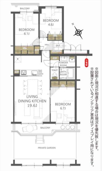 パークサイド南大沢１号棟の間取り|～南西向き3LDK　陽当たり良好、専用庭付きの住戸です～