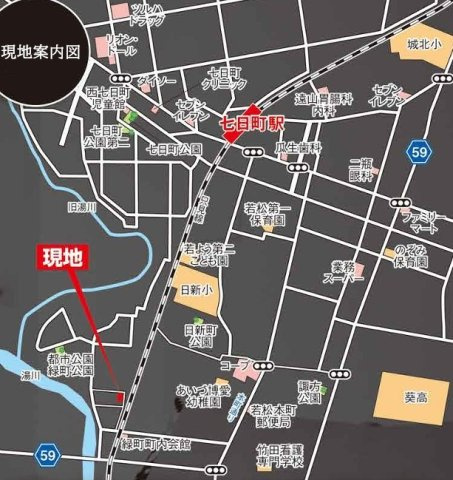 新築戸建・新築建売　会津若松市緑町　日新小・第三中の地図|現地案内図