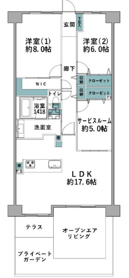 【間取り】 | グランシティ湘南海岸Ⅱガレシアプラージュ | 2SLDK（85.02㎡）