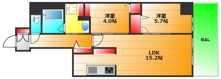 リアライズ天満橋の間取り|現状有姿