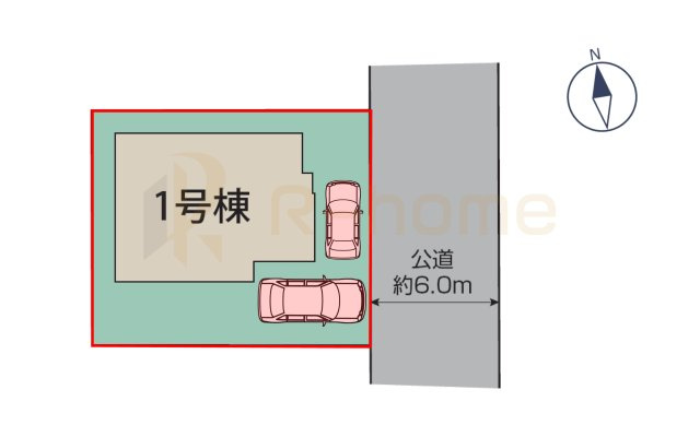 牛久市南7丁目18期　新築戸建て　1号棟の区画図|大きなお買い物だからこそ、メリット・デメリットを伝えさせて頂きます。
R-homeにお任せください♪