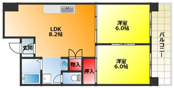 【間取り】 | 生島リバーサイドマンションB棟