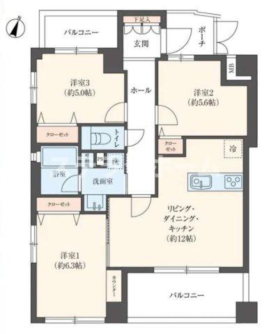 ユニ・アルス新大阪WESTの間取り|3LDKの物件です