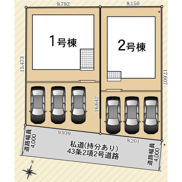 クレイドルガーデン宇部市中野開作 第2　1号棟の区画図