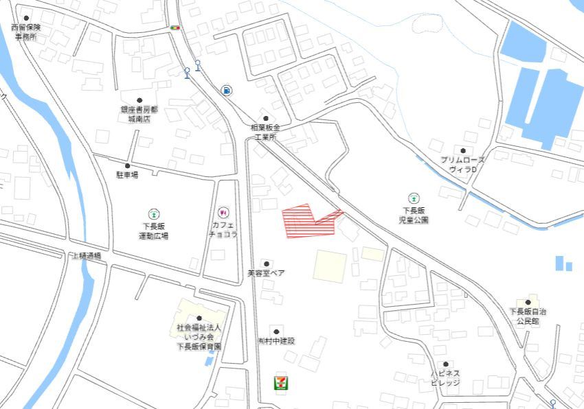 都城市下長飯町の売地の土地図