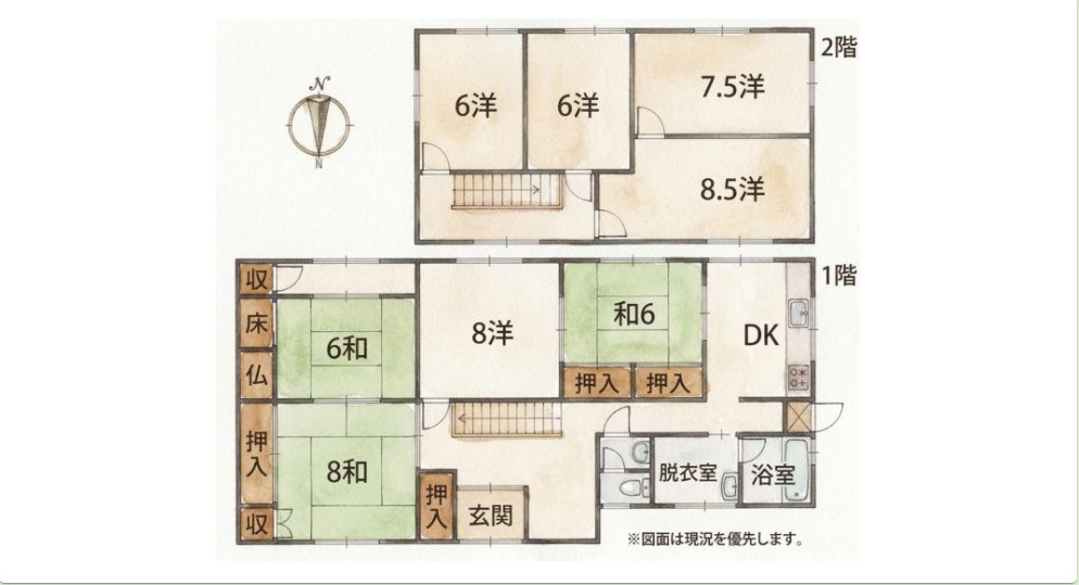 「広大な敷地+8DK」土佐市高岡町甲　中古一戸建ての間取り|室内の様子は確認中です♪