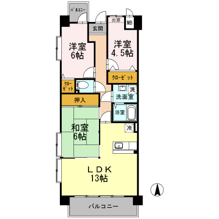 プラザハイツ二ツ屋B棟の間取り